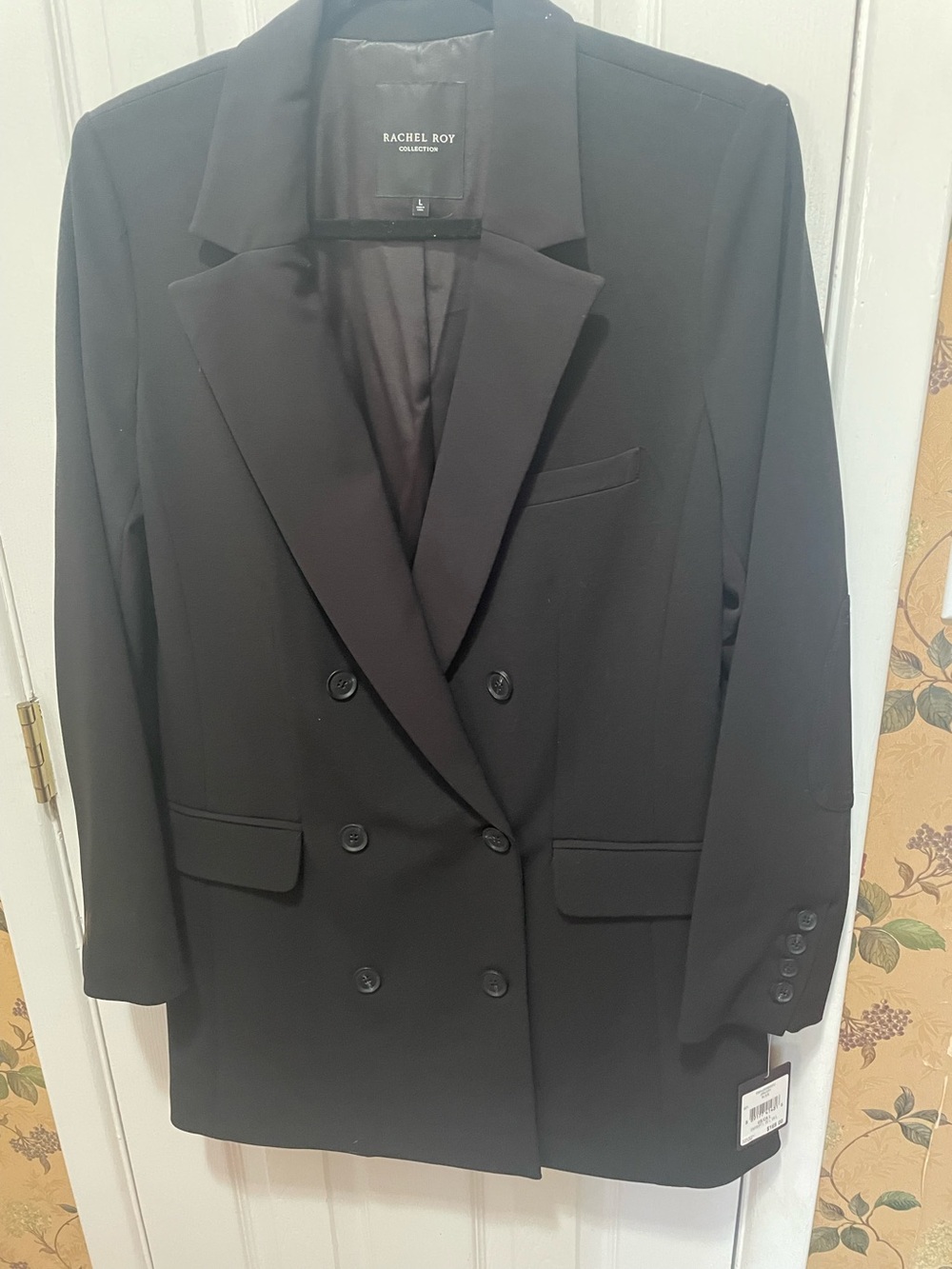 Rachel Roy collection Black Double-Breasted long  Blazer